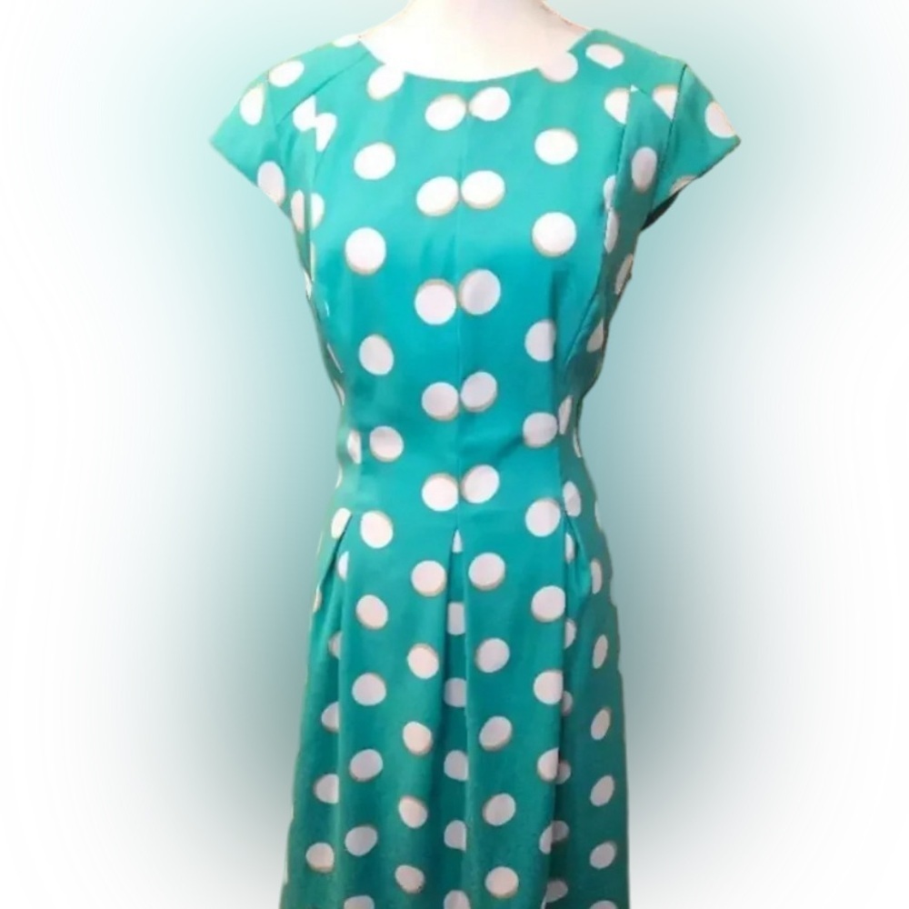 AGB Teal Polka Dot Midi Dress